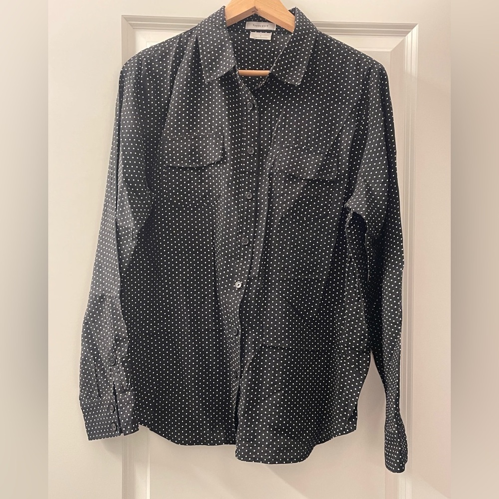 Van Heusen Black Shirt with White Dots